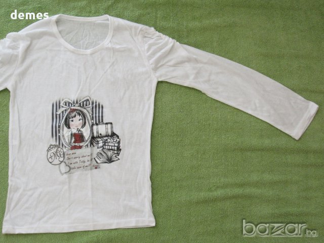 Фина бяла трикотажна блуза за момиче размер 140, нова, снимка 2 - Детски Блузи и туники - 17491710