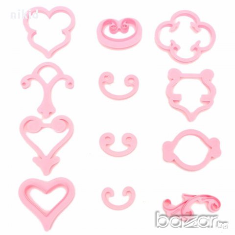 форми декориращи орнаменти шаблон 12 бр резци за украса торта и др., снимка 3 - Форми - 13375515