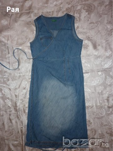 Дънкова рокля сукман  benetton с прехлупване , снимка 1