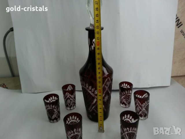 кристална гарафа цветен кристал, снимка 2 - Антикварни и старинни предмети - 25525747