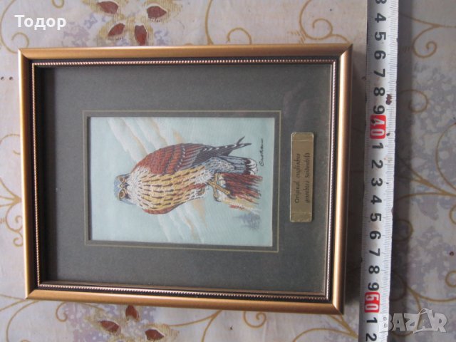 Оригинална стара картина върху тъкана картина , снимка 2 - Колекции - 25406656