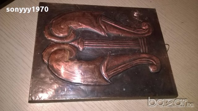 Картина арфа-мед/месинг 25/20см-внос швеицария, снимка 4 - Антикварни и старинни предмети - 13695974