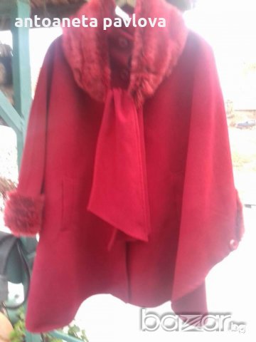 Разкроено палто с отделна яка и екокожа, снимка 5 - Палта, манта - 19773653