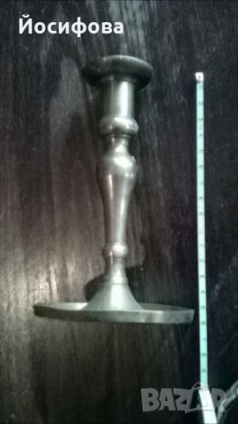 антикварен месингов свещник, снимка 2 - Антикварни и старинни предмети - 21592296