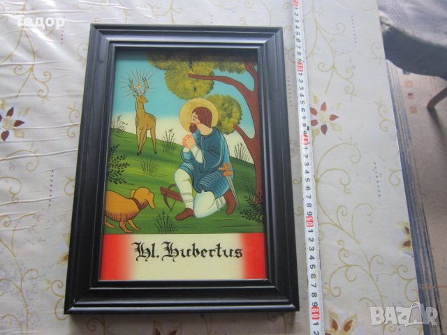 Уникална стара икона стъклопис позлата 