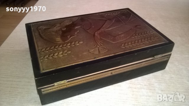 стара кутия-дърво с обков мед/месинг-25х16х6см, снимка 4 - Колекции - 23362160