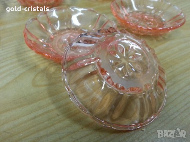 Стъклени чинии чинийки розово стъкло, снимка 5 - Антикварни и старинни предмети - 25176553