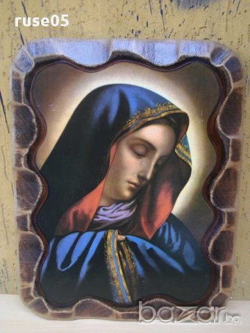 Пано дървено с апликация на Дева Мария