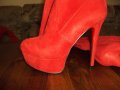 Червени велурени ботуши на високи токчета-15 см, снимка 9