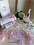 Комплект за кръщене в розово с калинки, снимка 1 - Подаръци за кръщене - 16542324