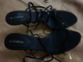 Страхотни сатенени сандали в черно , снимка 1 - Сандали - 19099075