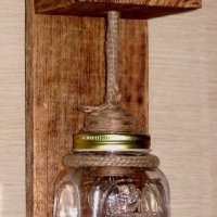 Уникална, ръчно изработена, стенна дървена битова лампа / осветление за механа ретро / винтидж, снимка 1 - Лампи за стена - 19120979