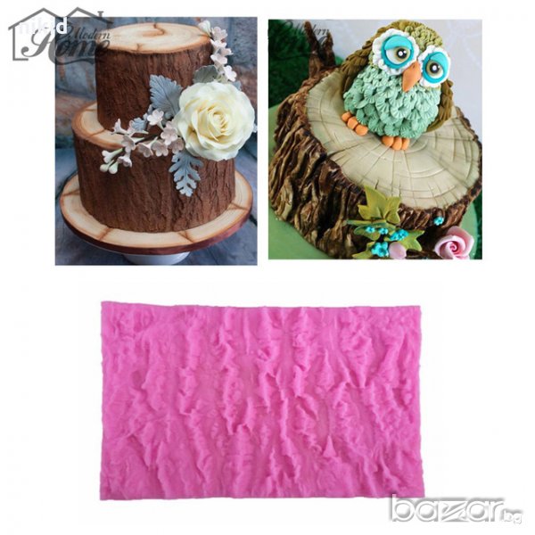 Огромна кора дърво дълбок релеф силиконов молд форма декорация торта фондан шоколад и др., снимка 1