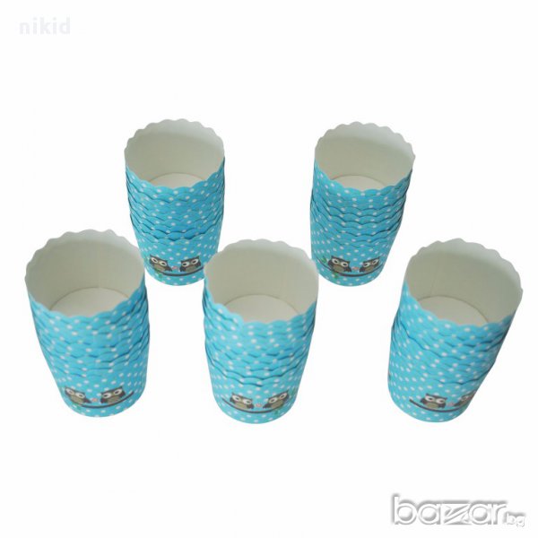 10 бр сини бухал Картонени хартиени кошнички КъпкейК капсули поставки чашки за мъфини кексчета чрд, снимка 1