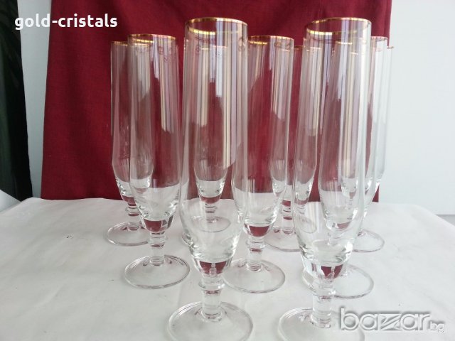 ретро кристални чаши с златен кант , снимка 3 - Антикварни и старинни предмети - 20026799
