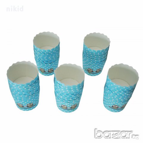 10 бр сини бухал Картонени хартиени кошнички КъпкейК капсули поставки чашки за мъфини кексчета чрд