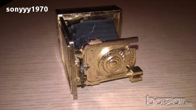 Мини ретро колекция-златно фото-бронз/месинг-7х5х4см-внос швеицария, снимка 5 - Антикварни и старинни предмети - 17467747