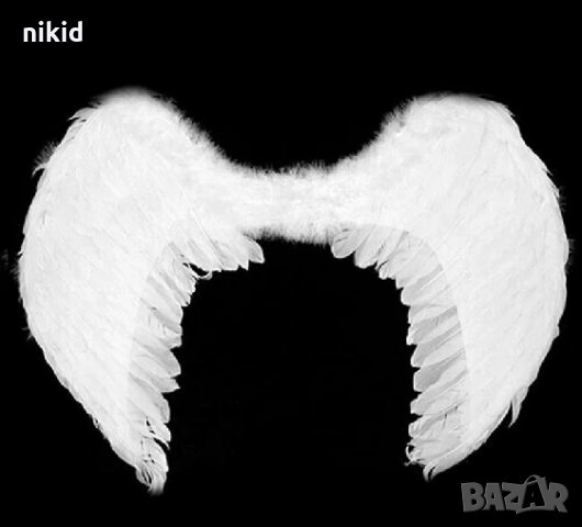 детски дамски бели крила от пера аксесоар към костюм ангел Хелоуин и др, снимка 4 - Други - 25507975