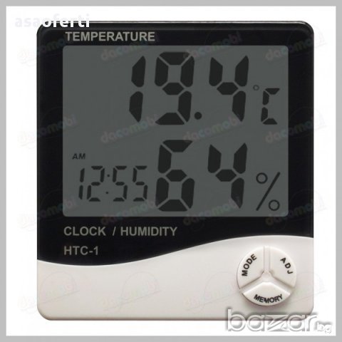 Часовник с термометър и влагомер за стая 