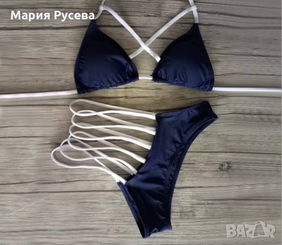 Тъмно син бански изрязан , снимка 3 - Бански костюми - 22307188