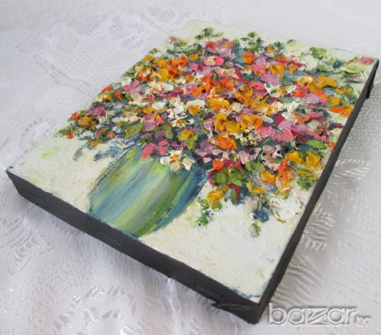 Ваза с  Цветя, букет, Мима / Art by MiMa, painting картина, снимка 3 - Картини - 12650148