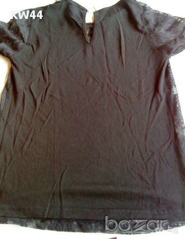 Черна дантелена блуза, снимка 4 - Тениски - 17895700