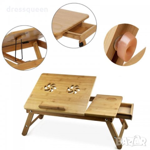 1839 Бамбукова масичка за лаптоп, снимка 4 - Други стоки за дома - 23448575