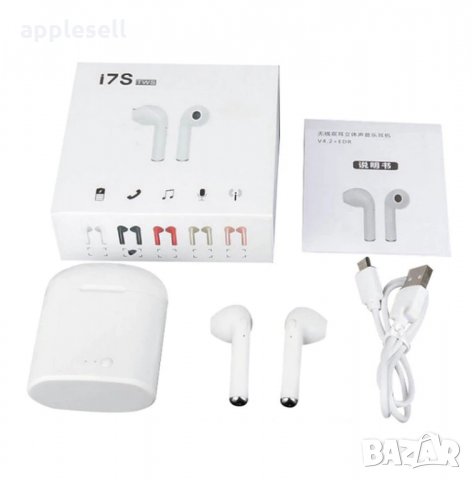 Безжични Bluetooth Слушалки с кутия i7S за iPhone Airpods powerbank телефон Huawei, снимка 2 - Слушалки, hands-free - 24093278