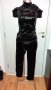 Комплект дамска тениска поло и панталон черно кадифе, снимка 1