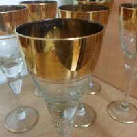 Стари стъклени чаши гравирани с златен кант, снимка 9 - Антикварни и старинни предмети - 22387900