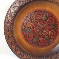 22 см. Старинна чиния за стена дърворезба уникална/Германия, снимка 2 - Антикварни и старинни предмети - 16367841