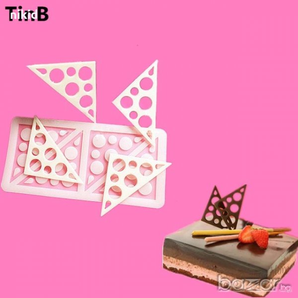 Триъгълник триъгълници за забождане забучване декориране топер торта мъфин декорация шоколад фондан, снимка 1