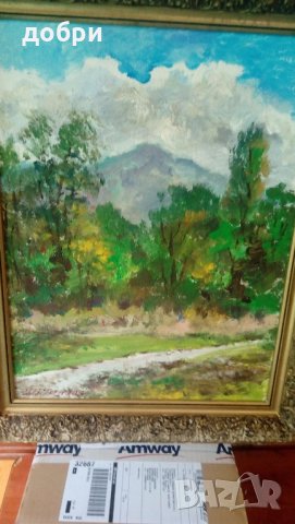 Прекрасна картина вис.57 шир.44 Масло, снимка 3 - Антикварни и старинни предмети - 22176535