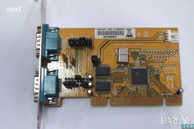 PCI контролер с два COM порта (Powered) + Гаранция, снимка 2 - Кабели и адаптери - 25556775