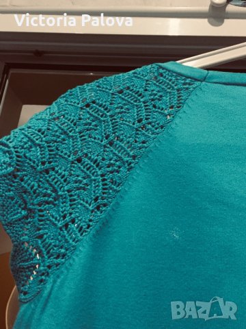 Красива различна блузка с плетиво ,памук, снимка 4 - Тениски - 24676462