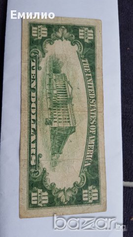$ 10 Dollars 1934 SILVER CERTIFICATE OLD US CURRENCY, снимка 2 - Нумизматика и бонистика - 16967465