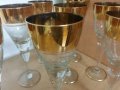 Стари стъклени чаши гравирани с златен кант, снимка 9