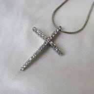 Сребърен кръст ръчна изработка, с циркони и синджир, снимка 3 - Колиета, медальони, синджири - 13722029