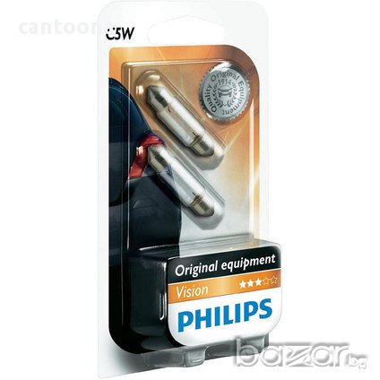 Комплект 2 допълнителни халогенни крушки Philips C5W, 12V, 5W, снимка 1