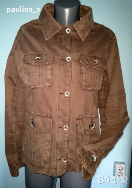 Мъжко дънково сако в кафяво с обемни джобове и избелаващ ефект / Турция, снимка 1