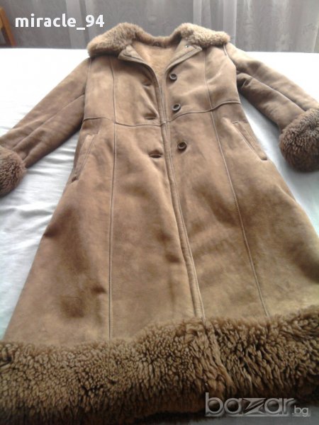 Нов дамски дълъг кожух от естествена кожа , снимка 1
