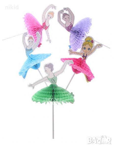 5 бр Балерина разгъваща пола пачка балерини топери топер клечки украса за торта мъфини парти рожден , снимка 1