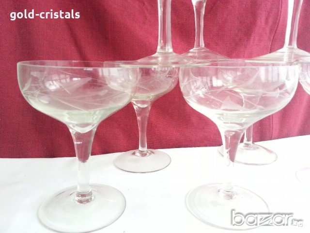  стъклени чаши гравирани , снимка 6 - Антикварни и старинни предмети - 20390027