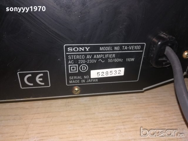 sony ta-ve100 amplifier-made in japan-внос швеция, снимка 13 - Ресийвъри, усилватели, смесителни пултове - 20361727