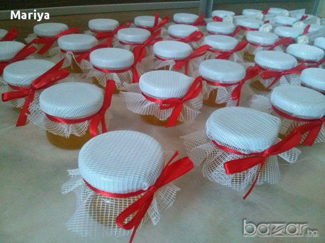 Бурканче мед - подарък за гостите на Вашето Кръщене или Сватба, снимка 6 - Сватбени аксесоари - 11966020
