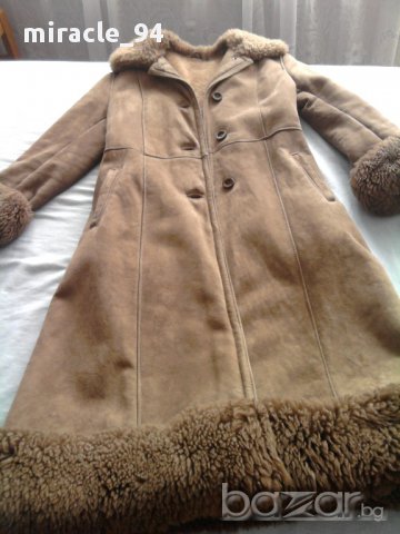 Нов дамски дълъг кожух от естествена кожа 