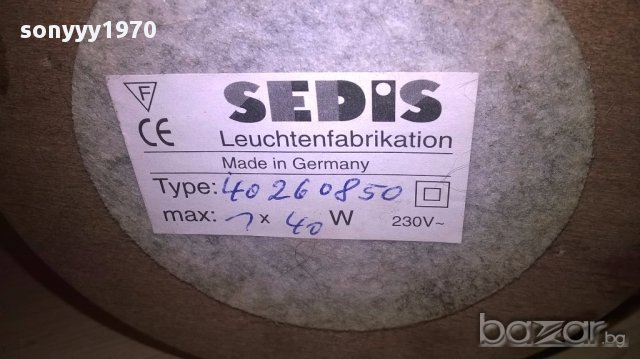 Sedis-made in germany-35х20см-ретро лампа-внос щвеицария, снимка 11 - Антикварни и старинни предмети - 17016829