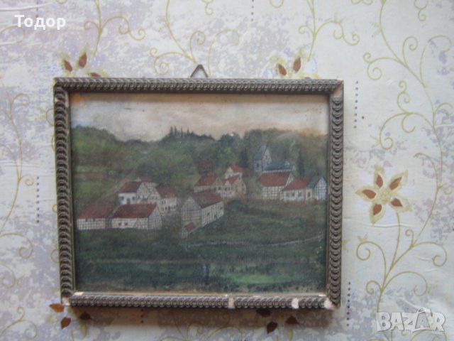 Стара рисувана  картина 19 век подписана , снимка 7 - Картини - 26009847