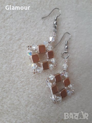 Обеци с кристали и мъниста, снимка 6 - Обеци - 12822962