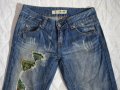 D-Stiag Jeans дамски сини дънки с копринени флорални пачове, снимка 3